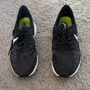 Nike Black and White Sneakers with Green Accents